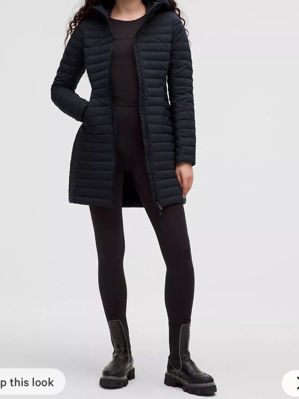 Lululemon Pack It Down Long Jacket Size 12 Black Hooded Puffer Coat Quilted